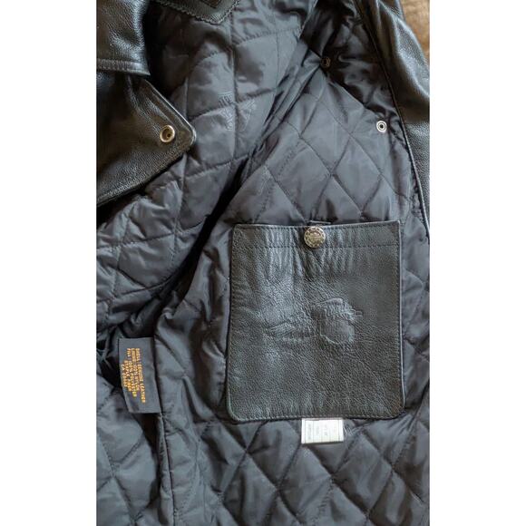 Harley Davidson Leather Jacket Mens Black Medium Eagle Embossed Back Moto Biker - Picture 10 of 13